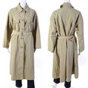 Moussy | Nylon Button Up Belted Trench Beige Windbreaker Coat Jacket S
